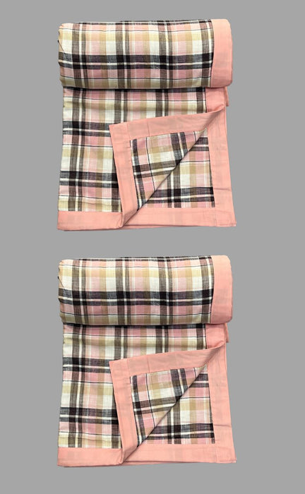 Blanket | Dohar .Peach/Black Geometric, Soft & Cozy. Two Pc Single bed Reversible | Laces and Frills - Laces and Frills
