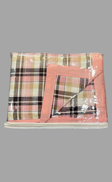 Blanket | Dohar .Peach/Black Geometric, Soft & Cozy. Two Pc Single bed Reversible | Laces and Frills - Laces and Frills