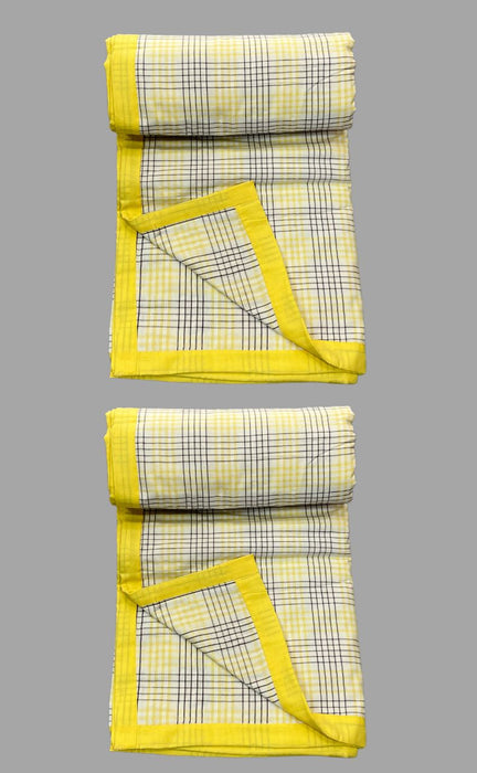 Blanket | Dohar .Yellow Geometric, Soft & Cozy. Two Pc Single bed Reversible | Laces and Frills - Laces and Frills