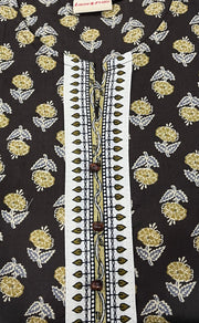 Brown/Mehndi Green Flora Jaipuri Cotton Short Kurti. Pure Versatile Cotton. | Laces and Frills - Laces and Frills