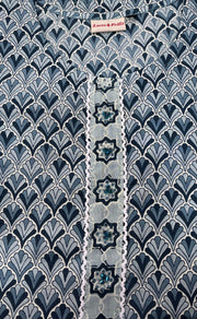 Indigo Blue Abstract Jaipuri Cotton Short Kurti. Pure Versatile Cotton. | Laces and Frills - Laces and Frills