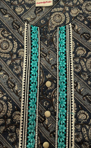 Ash Grey Floral Motif Kurti With Pant Set.Pure Versatile Cotton. | Laces and Frills - Laces and Frills