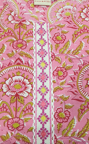 Pink Floral Kurti With Pant Set.Pure Versatile Cotton. | Laces and Frills - Laces and Frills