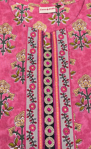 Pink Floral Kurti With Pant Set.Pure Versatile Cotton. | Laces and Frills - Laces and Frills