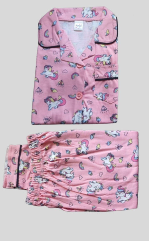 Baby Pink Unicorn Girls Printed Night Suit Set . Girls Night Wear | Laces and Frills - Laces and Frills
