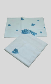 Sky Blue Hearts Bedsheet with Pillow Covers/108" x 108" - Laces and Frills