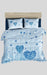 Sky Blue Hearts Bedsheet with Pillow Covers/108" x 108" - Laces and Frills