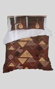 Mustard Brown Guitar Double Bedsheet with Pillow Covers/108" x 108" - Laces and Frills