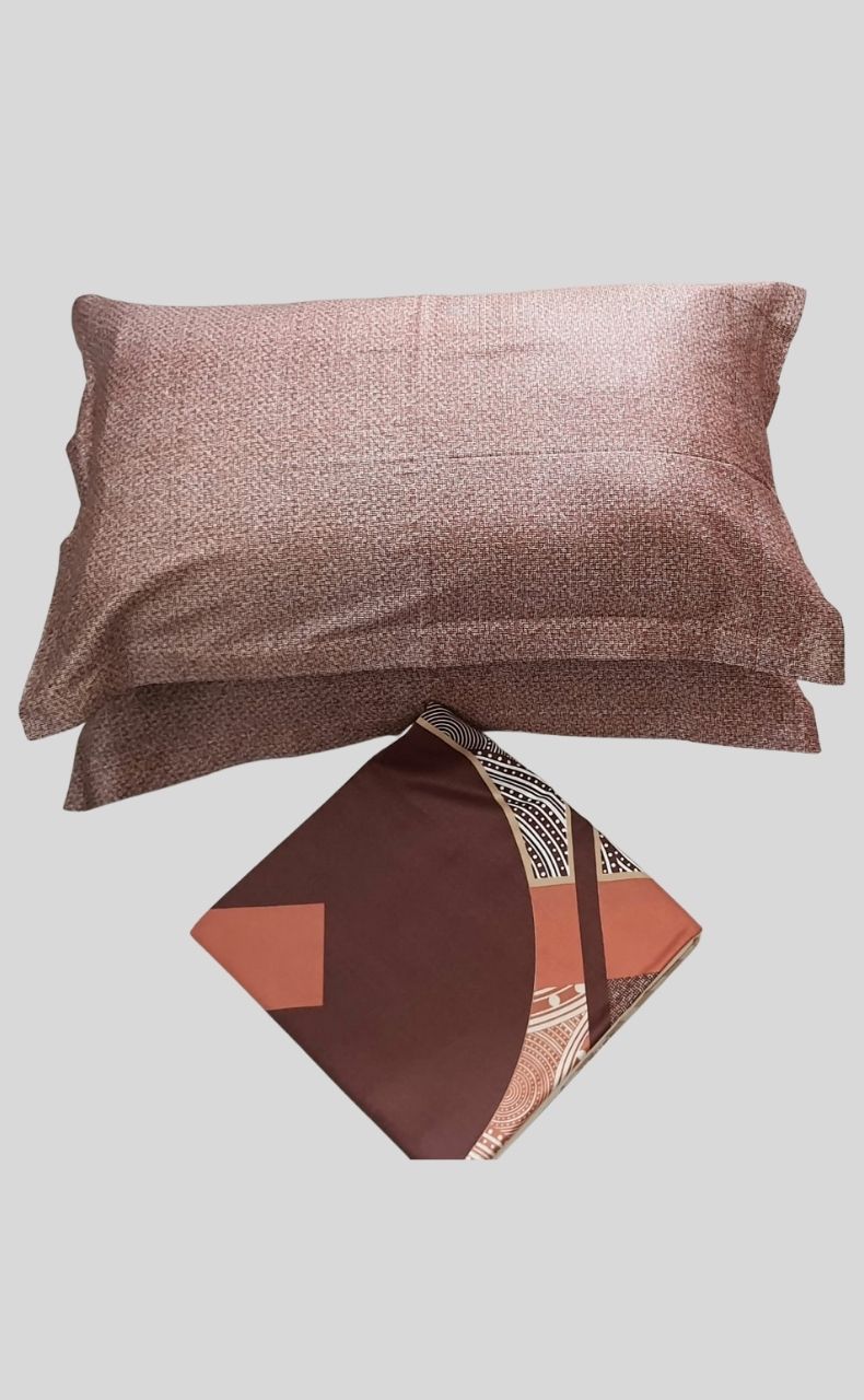 Brown Double Bedsheet with Pillow Covers/108" x 108" - Laces and Frills