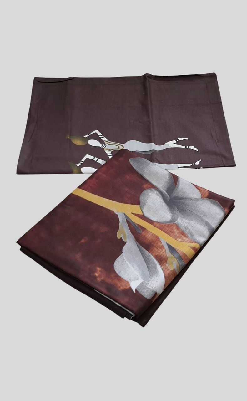 Dark Maroon Double Bedsheet with Pillow Covers/108" x 108" - Laces and Frills