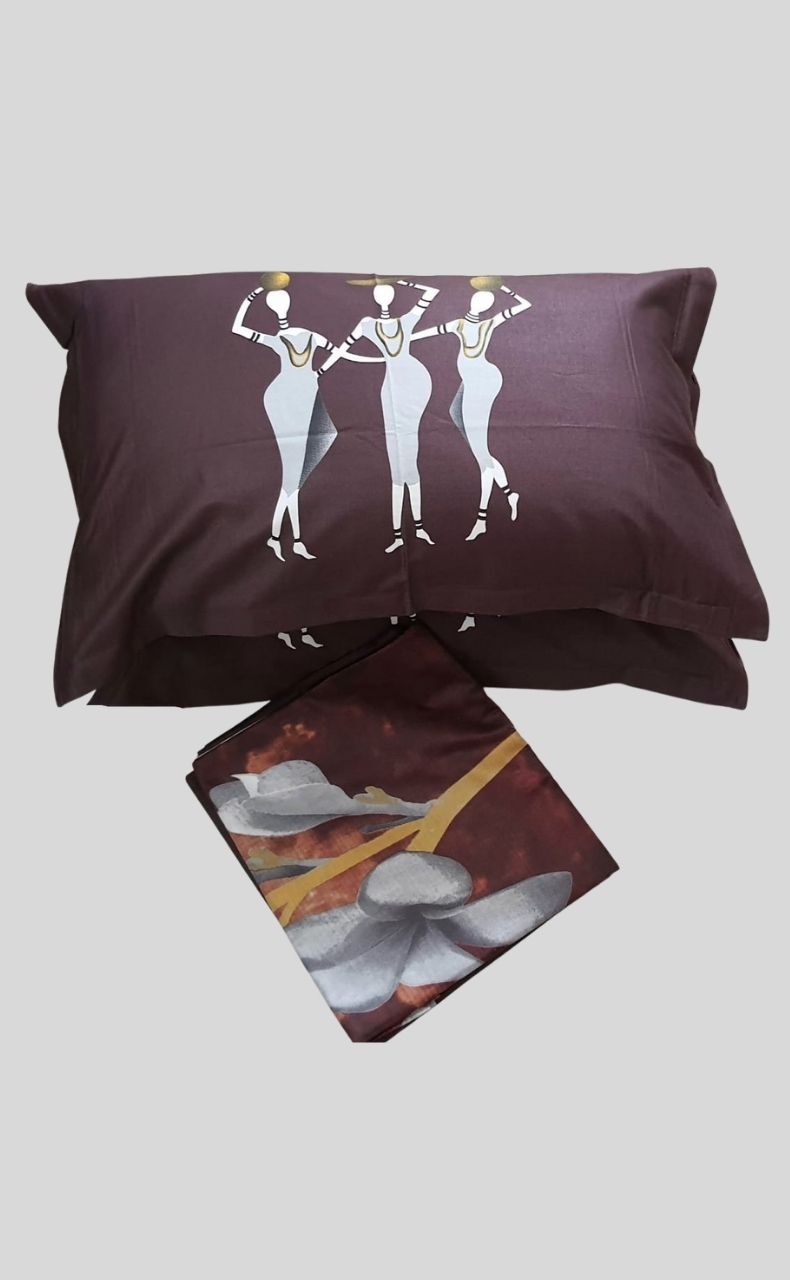 Dark Maroon Double Bedsheet with Pillow Covers/108" x 108" - Laces and Frills