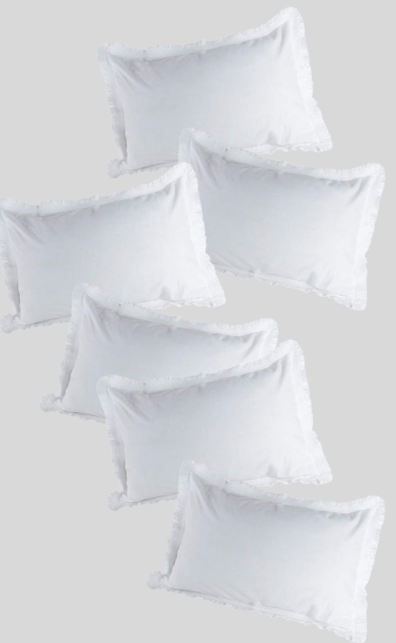 Plain White Cotton Pillow Covers Laces and Frills