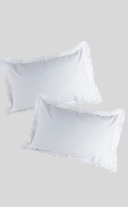 Plain White Cotton Pillow Covers - Laces and Frills