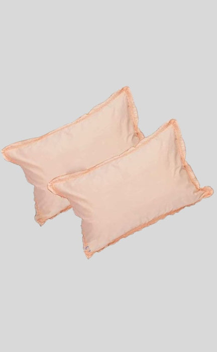 Plain Peach Cotton Pillow Covers (Set of 12 Piece) - Laces and Frills