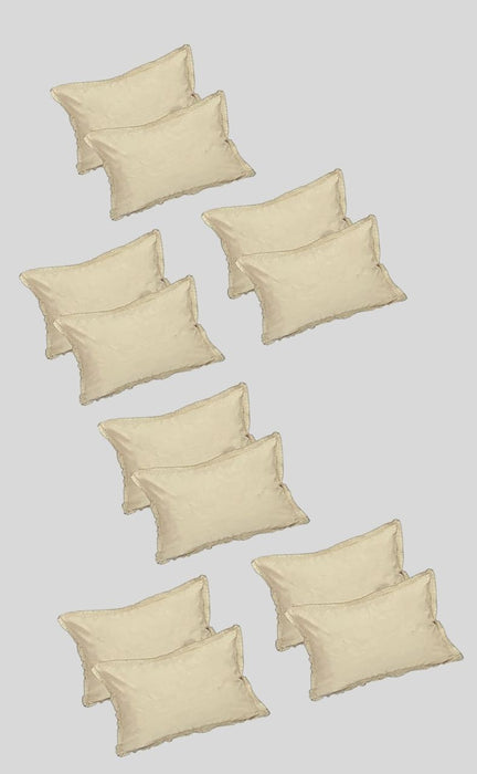 Plain Beige (Biscuit Colour) Cotton Pillow Covers (Set of 12 Piece) - Laces and Frills