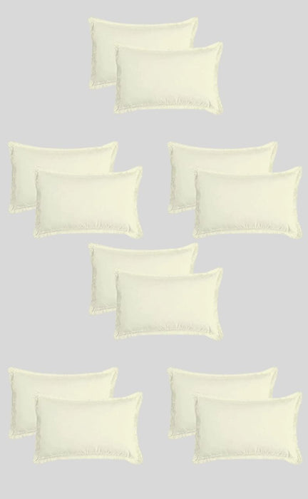 Plain Off White Cotton Pillow Covers (Set of 12 Piece) - Laces and Frills