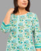 White/Sea Green Floral Kurti With Pant Set .Pure Versatile Cotton. | Laces and Frills - Laces and Frills