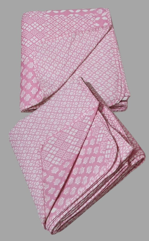 Blanket | Dohar. Baby Pink Flora , Soft & Cozy. Two Pc Single bed Reversible | Laces and Frills - Laces and Frills
