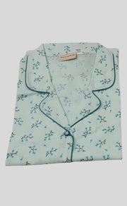 Sea Green Tulips Cotton XL Night Suit | Pure Cotton | Laces and Frills - Laces and Frills