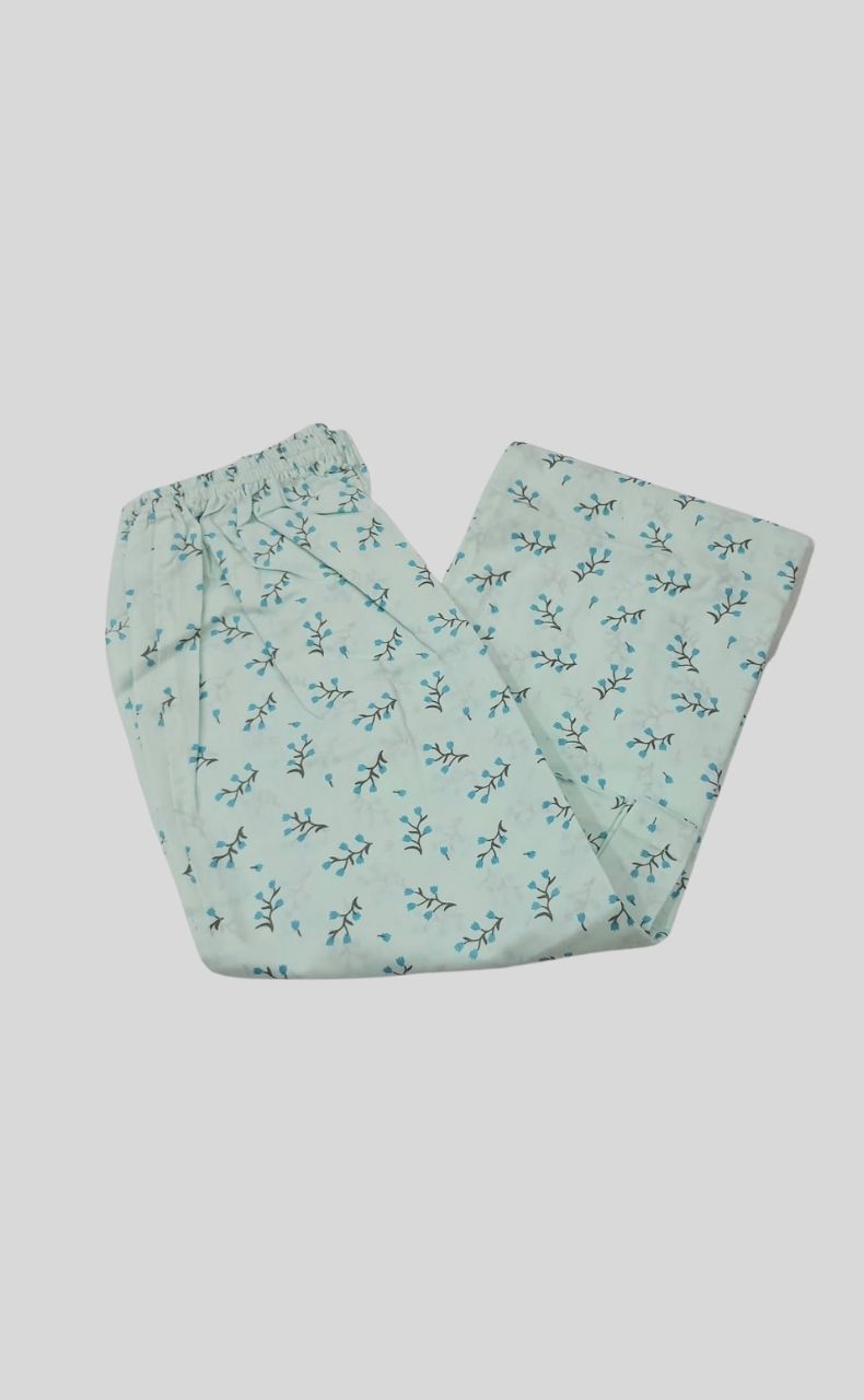 Sea Green Tulips Cotton XL Night Suit | Pure Cotton | Laces and Frills - Laces and Frills