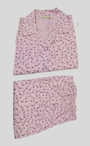 Baby Pink Flora Cotton XL Night Suit | Pure Cotton | Laces and Frills - Laces and Frills