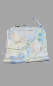 Sky Blue Satin Spaghetti Top Medium  3/4 th Night Suit - Laces and Frills