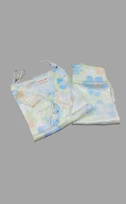 Sky Blue Satin Spaghetti Top Medium  3/4 th Night Suit - Laces and Frills