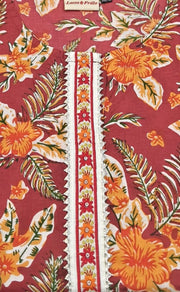 Maroon Floral Kurti With Pant Set .Pure Versatile Cotton. | Laces and Frills - Laces and Frills