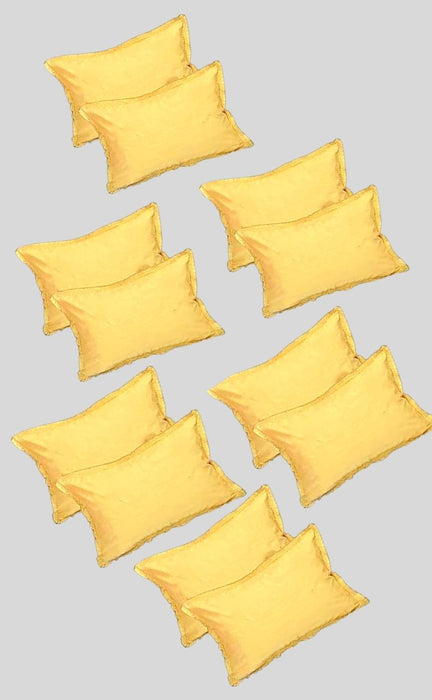 Plain Yellow Cotton Pillow Covers (Set of 12 Piece) - Laces and Frills
