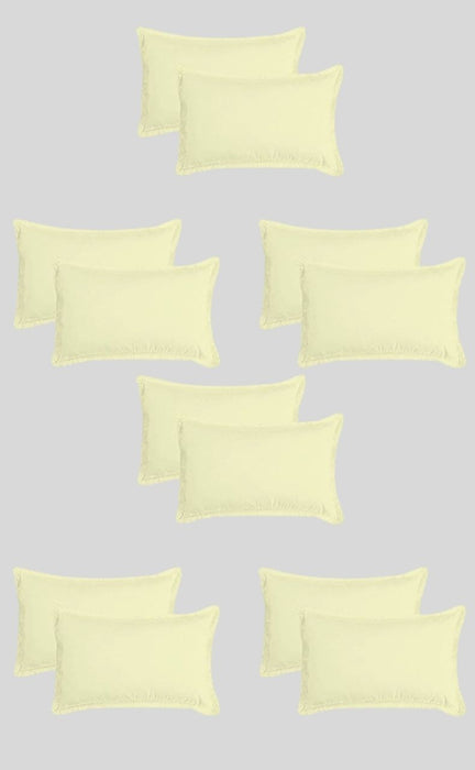 Plain Fawn Creame Cotton Pillow Covers (Set of 12 Piece) - Laces and Frills