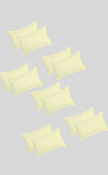 Plain Fawn Creame Cotton Pillow Covers (Set of 12 Piece) - Laces and Frills