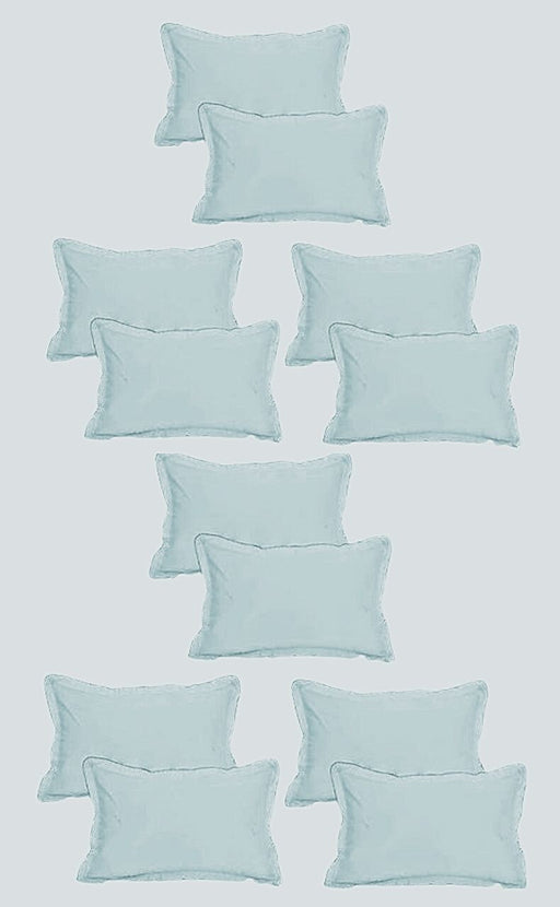 Plain Sky Blue Cotton Pillow Covers (Set of 12 Piece) - Laces and Frills