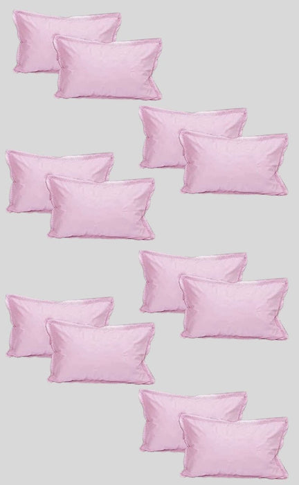 Plain Baby Pink Cotton Pillow Covers  (Set of 12 Piece) - Laces and Frills