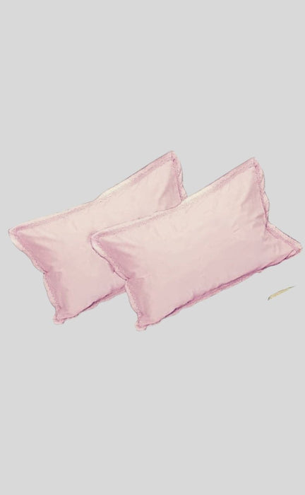 Plain Baby Pink Cotton Pillow Covers  (Set of 12 Piece) - Laces and Frills