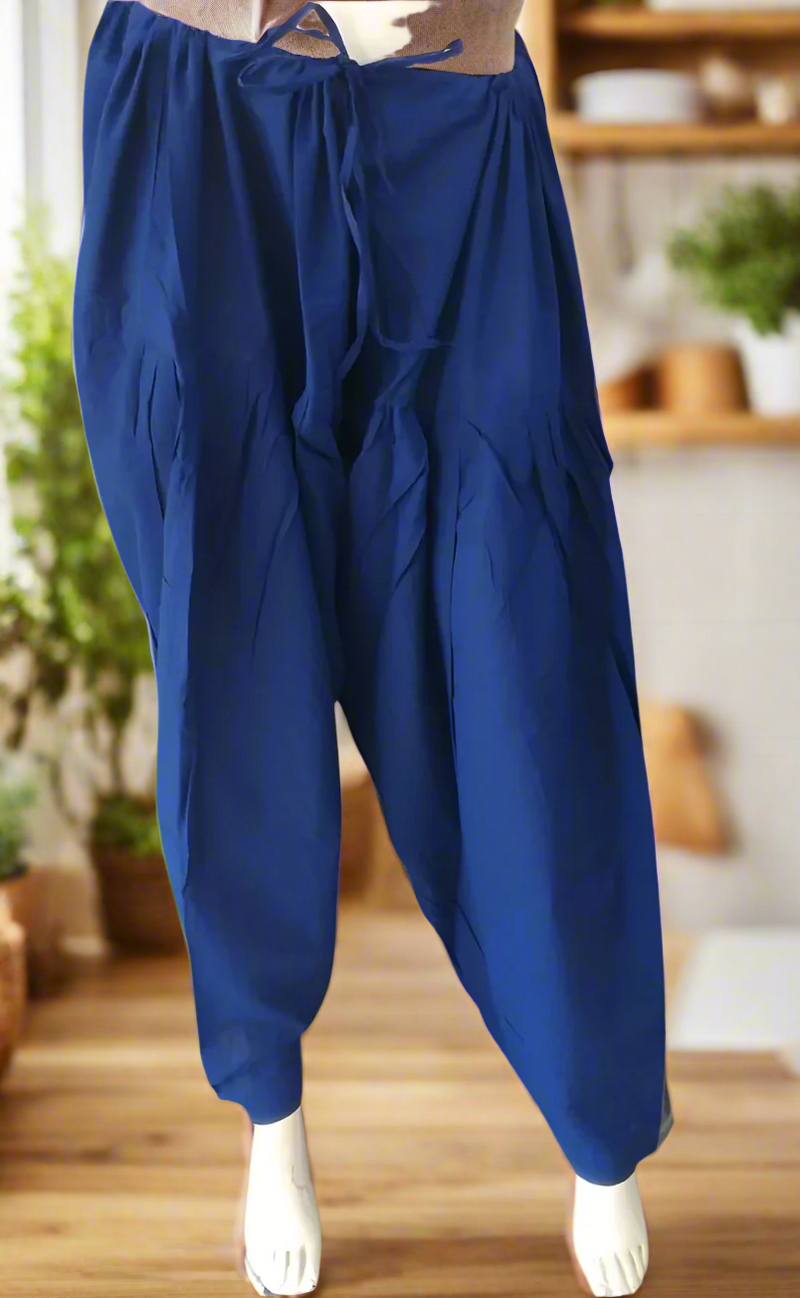 Royal Blue Pure Cotton Free Size Salwar Bottom. Pure Durable Cotton | Laces and Frills - Laces and Frills