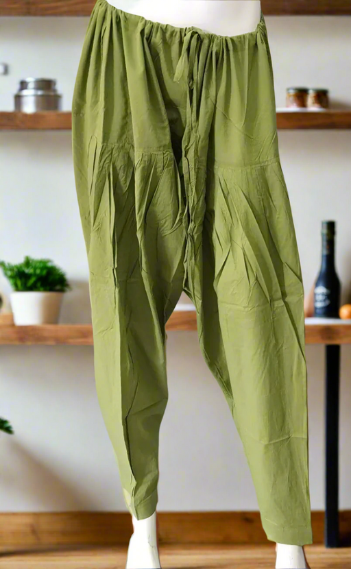 Olive Green Pure Cotton Free Size Salwar Bottom. Pure Durable Cotton | Laces and Frills - Laces and Frills