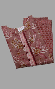 English Pink Floral Kurti With Pant Set .Pure Versatile Cotton. | Laces and Frills - Laces and Frills