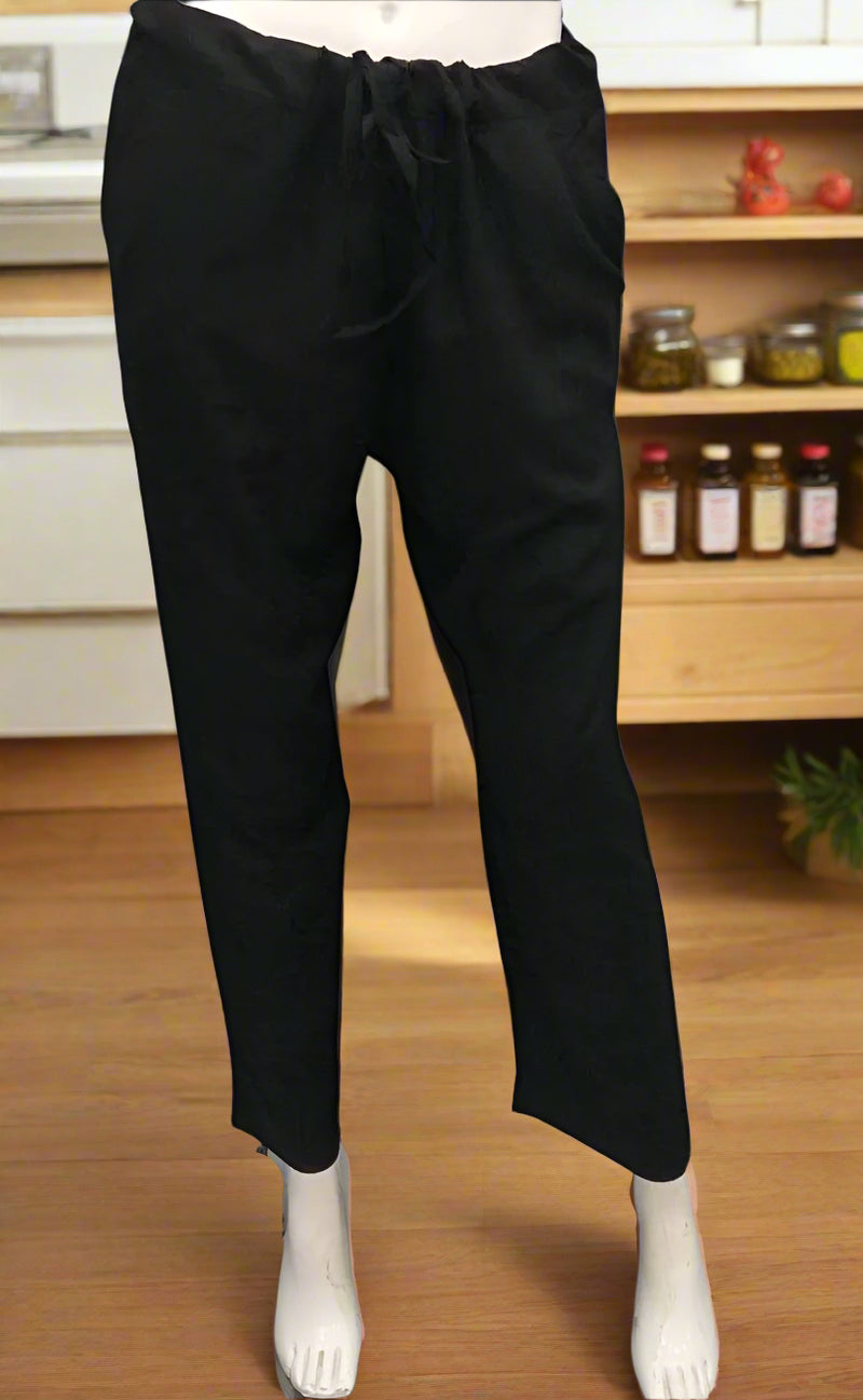 Black Straight Pants . Pure Cotton Fabric | Laces and Frills - Laces and Frills
