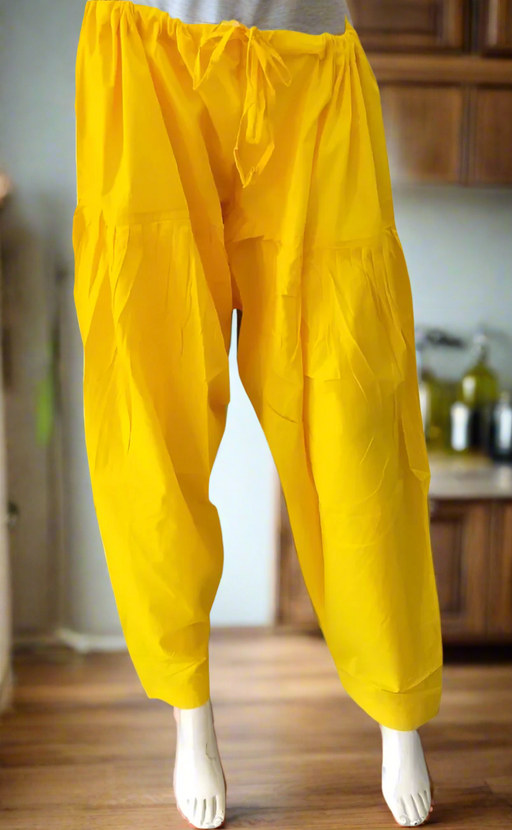 Lemon Yellow Pure Cotton Free Size Salwar Bottom. Pure Durable Cotton | Laces and Frills - Laces and Frills