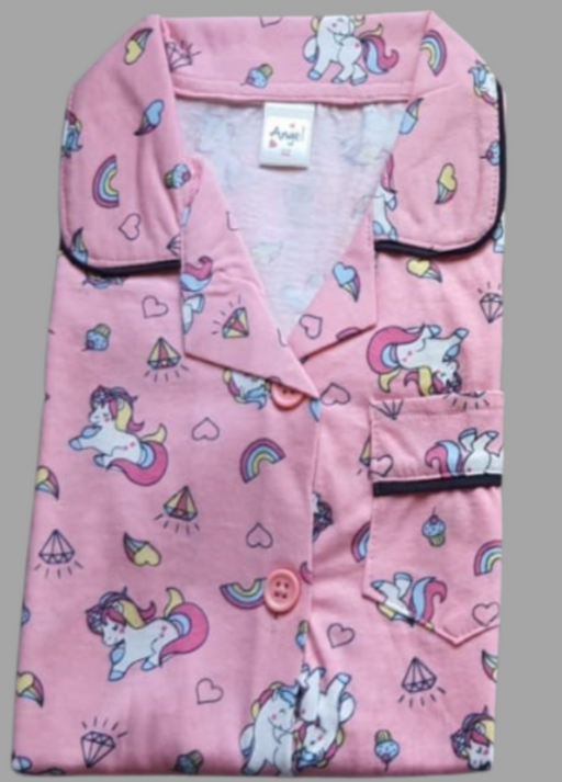 Baby Pink Unicorn Girls Printed Night Suit Set . Girls Night Wear | Laces and Frills - Laces and Frills
