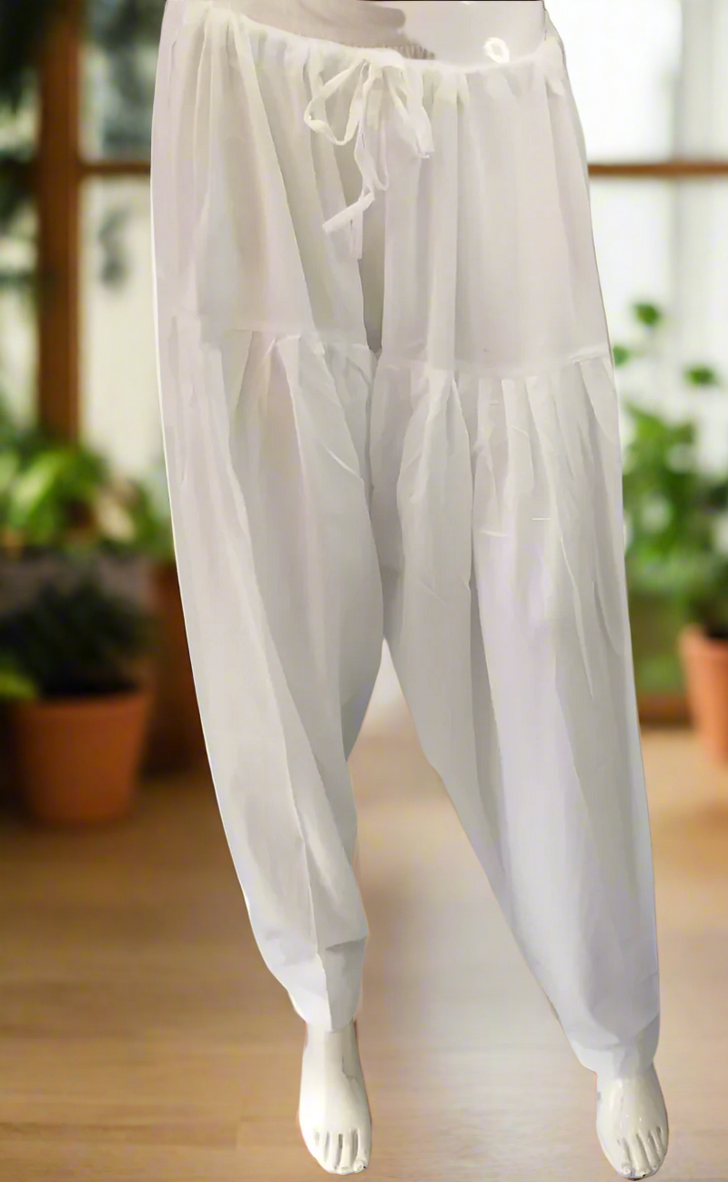 White Pure Cotton Free Size Salwar Bottom . Pure Durable Cotton | Laces and Frills - Laces and Frills