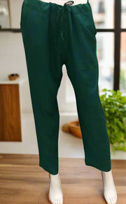 Bottle Green Straight Pants. Soft Breathable Fabric | Laces and Frills - Laces and Frills