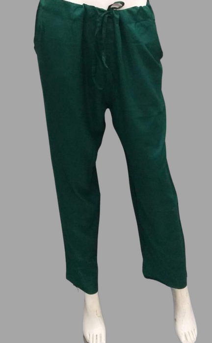 Bottle Green Straight Pants. Soft Breathable Fabric | Laces and Frills - Laces and Frills