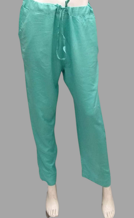 Sea Green Straight Pants. Soft Breathable Fabric | Laces and Frills - Laces and Frills