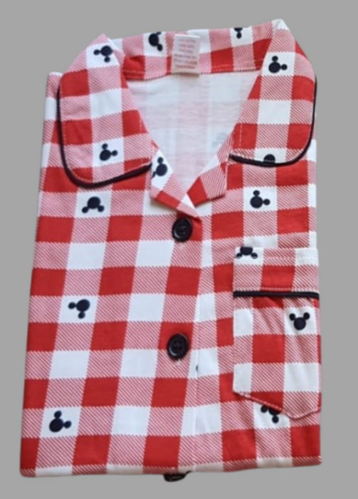Red Checks Girls Printed Night Suit Set . Girls Night Wear | Laces and Frills - Laces and Frills
