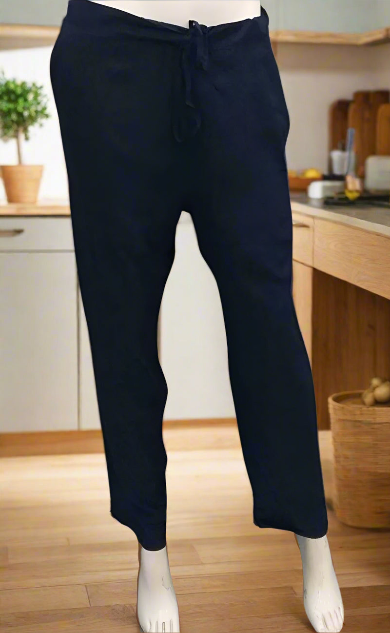 Navy Blue Straight Pants . Pure Cotton Fabric | Laces and Frills - Laces and Frills