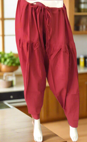 Maroon Pure Cotton Free Size Salwar Bottom. Pure Durable Cotton | Laces and Frills - Laces and Frills