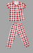 Red/White Checks Girls Printed Night Suit Set . Girls Night Wear | Laces and Frills - Laces and Frills