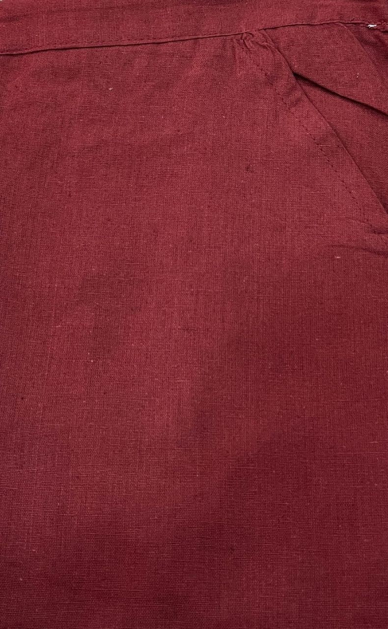 Maroon Straight Pants . Pure Cotton Fabric | Laces and Frills - Laces and Frills
