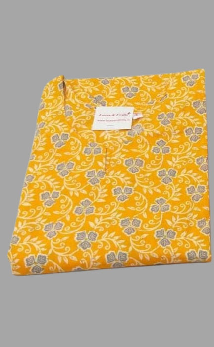 Yellow Floral Garden Cotton Large (L) Night Suit | Pure Durable Cotton | Laces and Frills - Laces and Frills